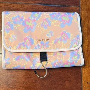 Nine West Peach Floral Hanging Travel Pouch